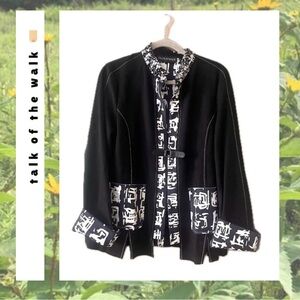 🏷️🆕🎉 totw • black & white soft suede abstract statement jacket
